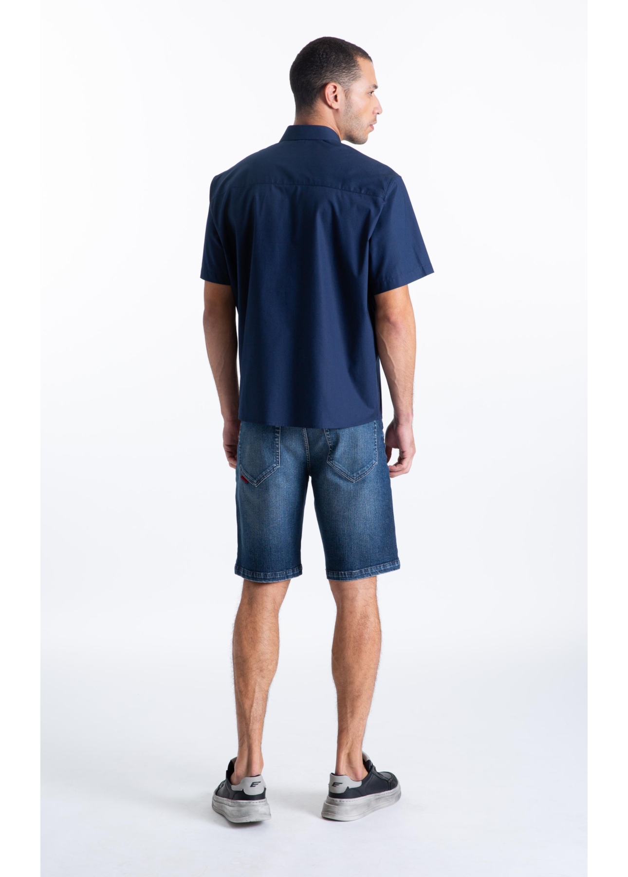 Camisa Tricoline Ly Vintage Xangai Mc Dark Navy