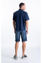 Camisa Tricoline Ly Vintage Xangai Mc Dark Navy