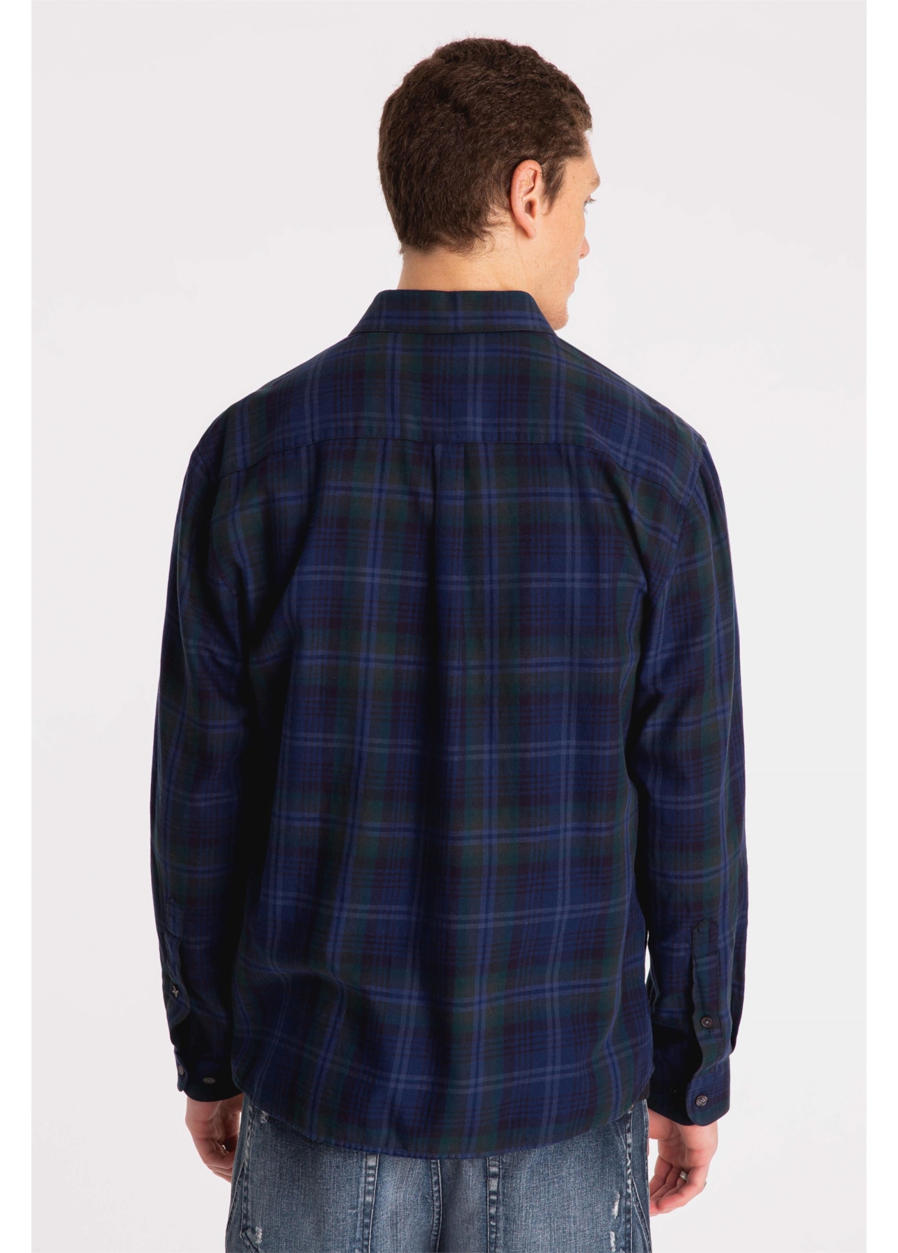 Camisa Tricoline Madra Stripes Slim Petroleo