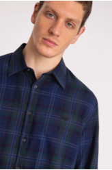 Camisa Tricoline Madra Stripes Slim Petroleo