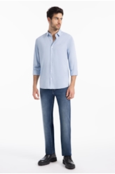 Camisa Tricoline Nuuk Button Down Azul Bic