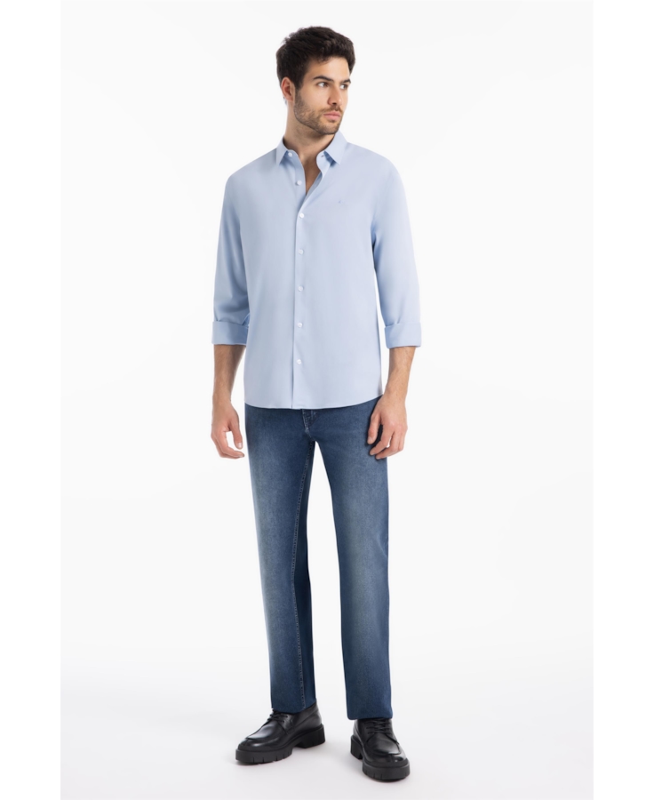 Camisa Tricoline Nuuk Button Down Azul Bic