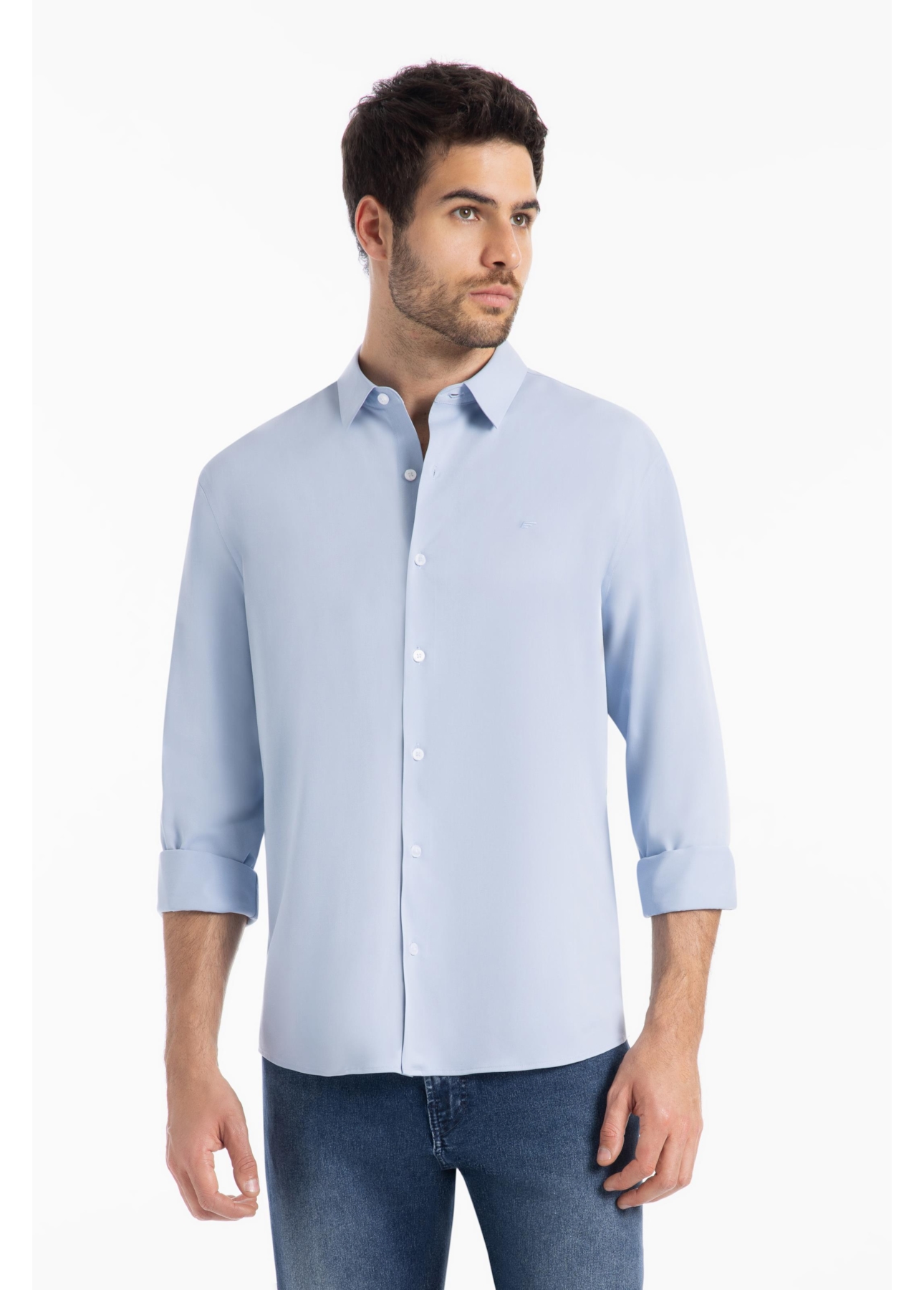Camisa Tricoline Nuuk Button Down Azul Bic