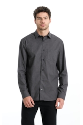 Camisa Tricoline Plaid Cinza