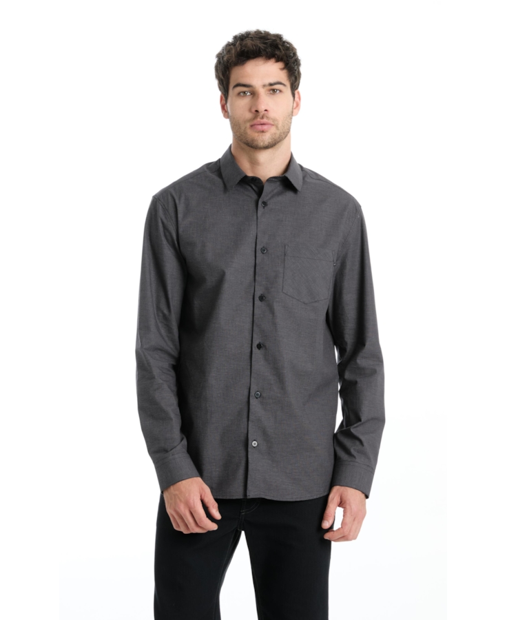 Camisa Tricoline Plaid Cinza