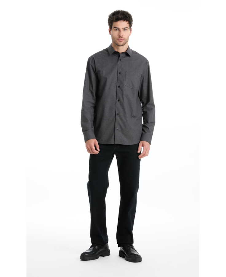 Camisa Tricoline Plaid Cinza