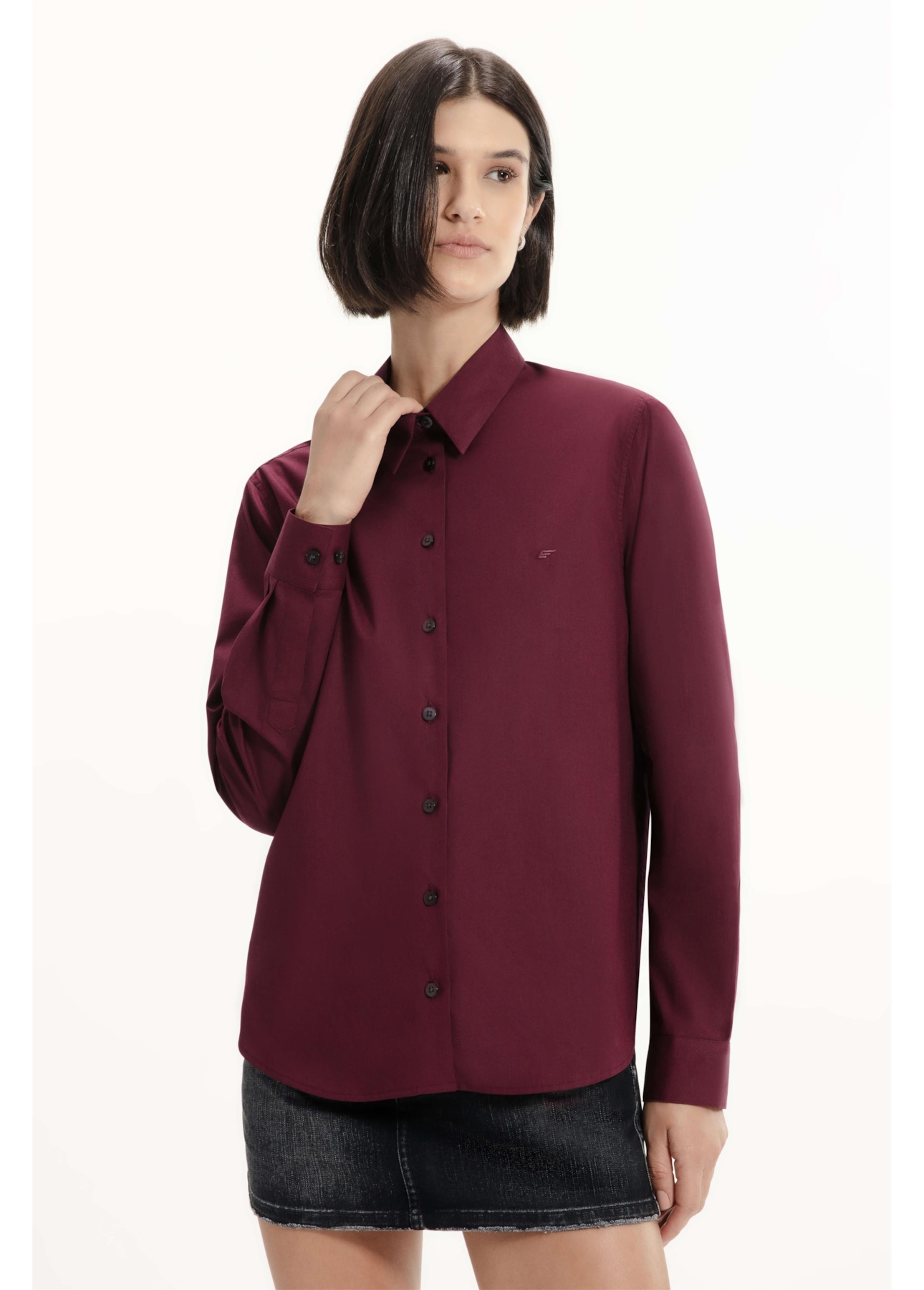 Camisa Tricoline Relaxed Bordeaux