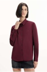 Camisa Tricoline Relaxed Bordeaux