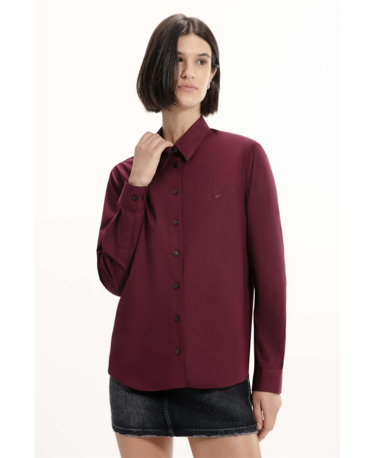 Camisa Tricoline Relaxed Bordeaux