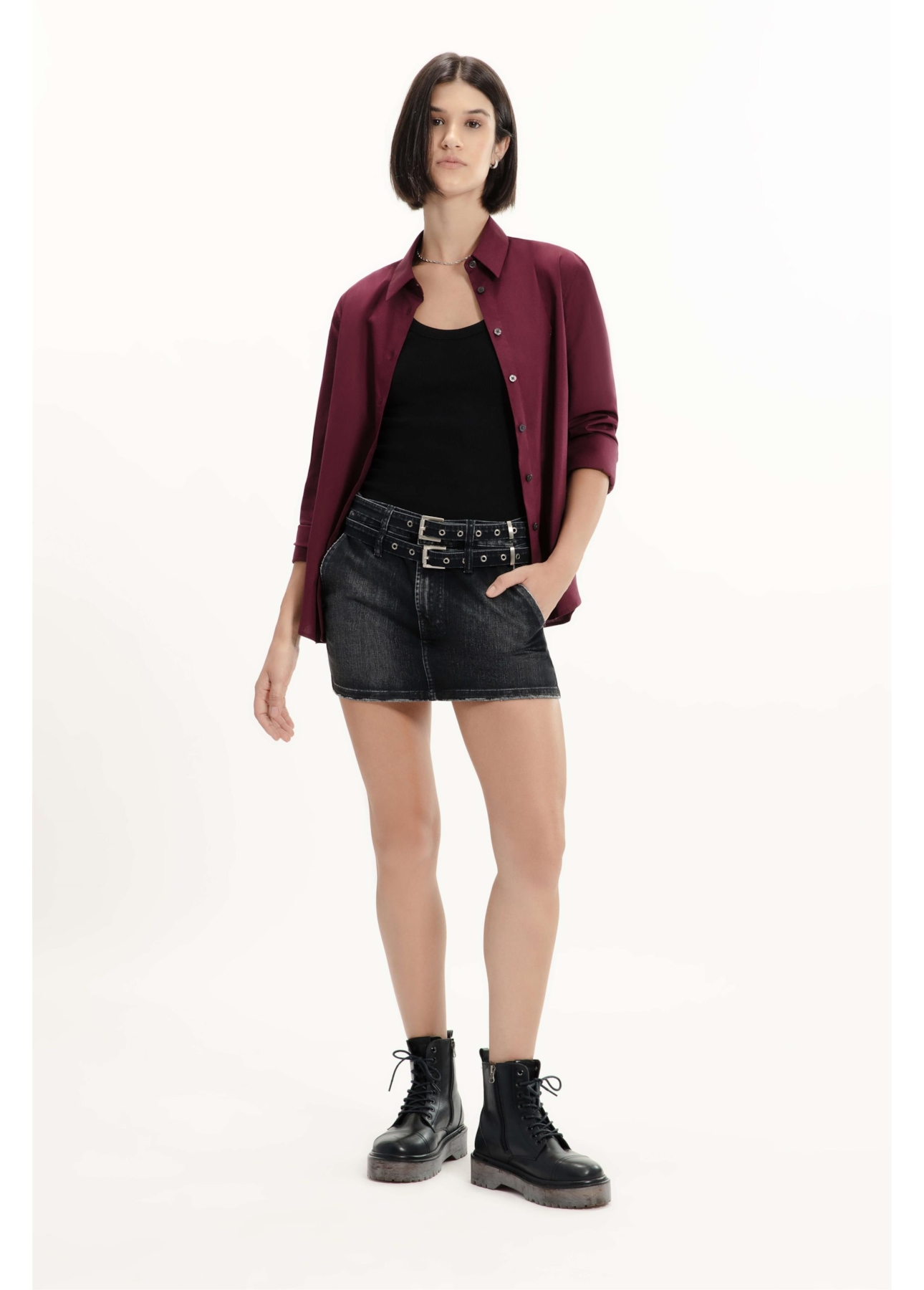Camisa Tricoline Relaxed Bordeaux