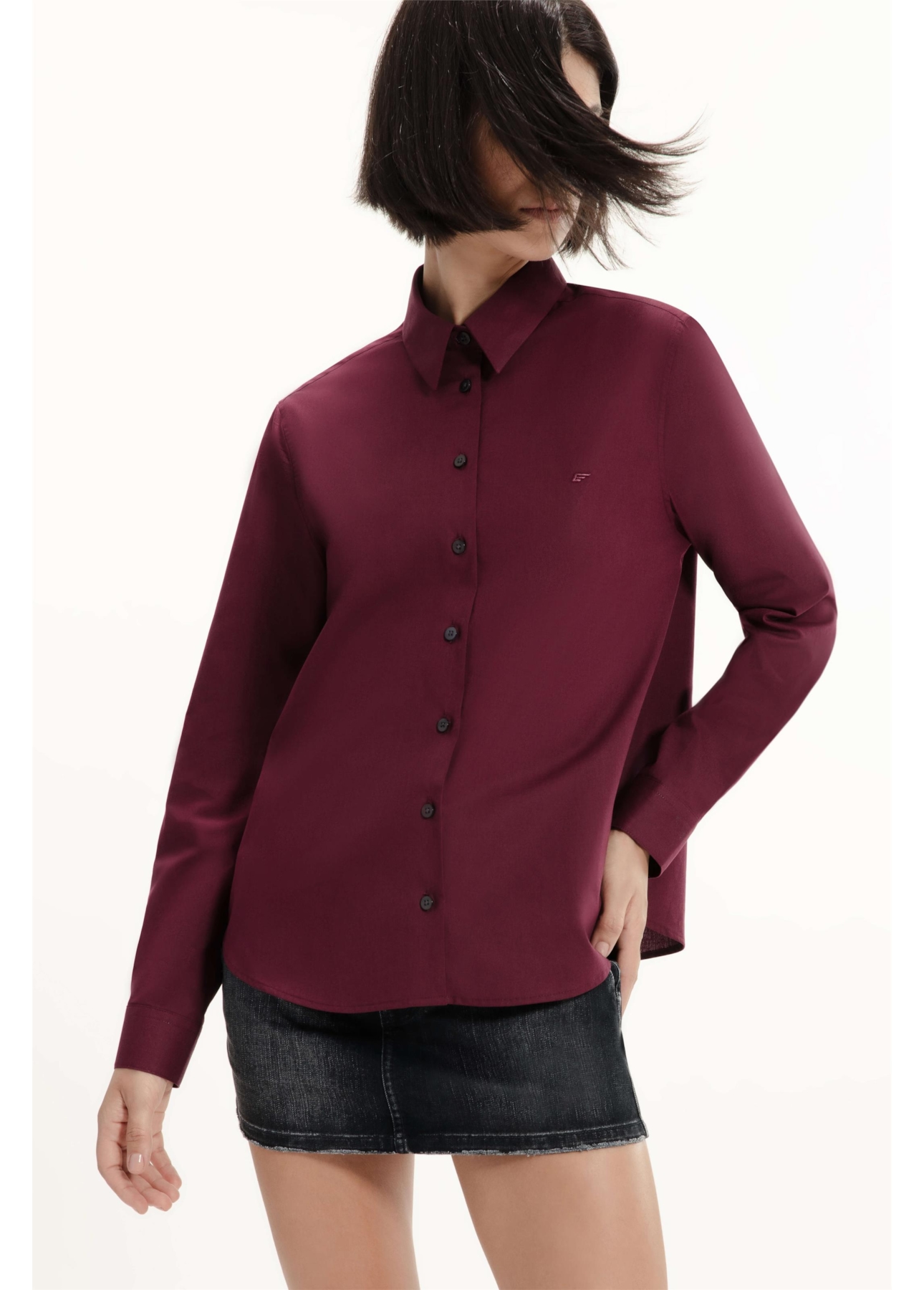 Camisa Tricoline Relaxed Bordeaux