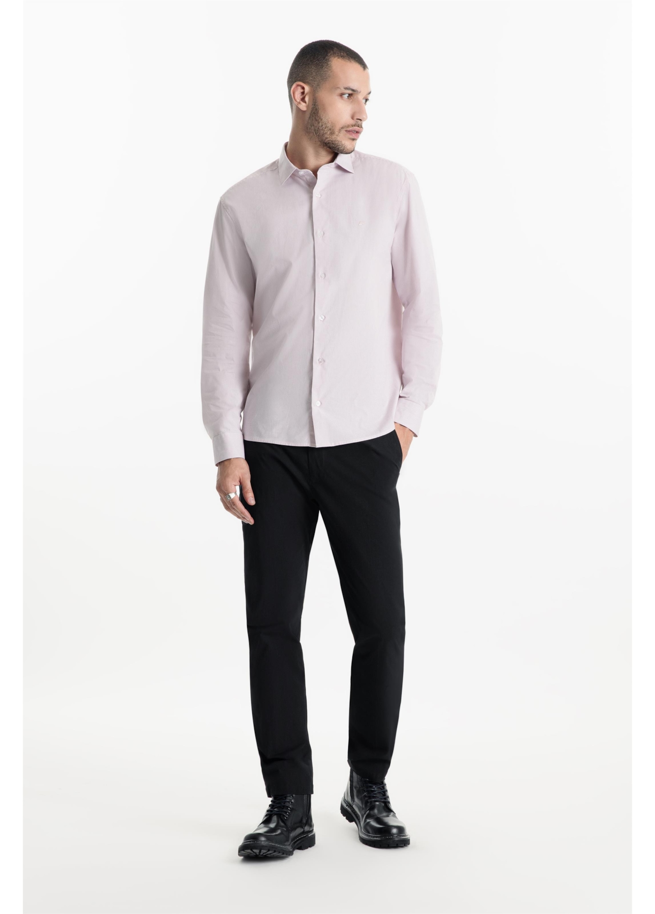 Camisa Tricoline Rose Slim Rosa Velho
