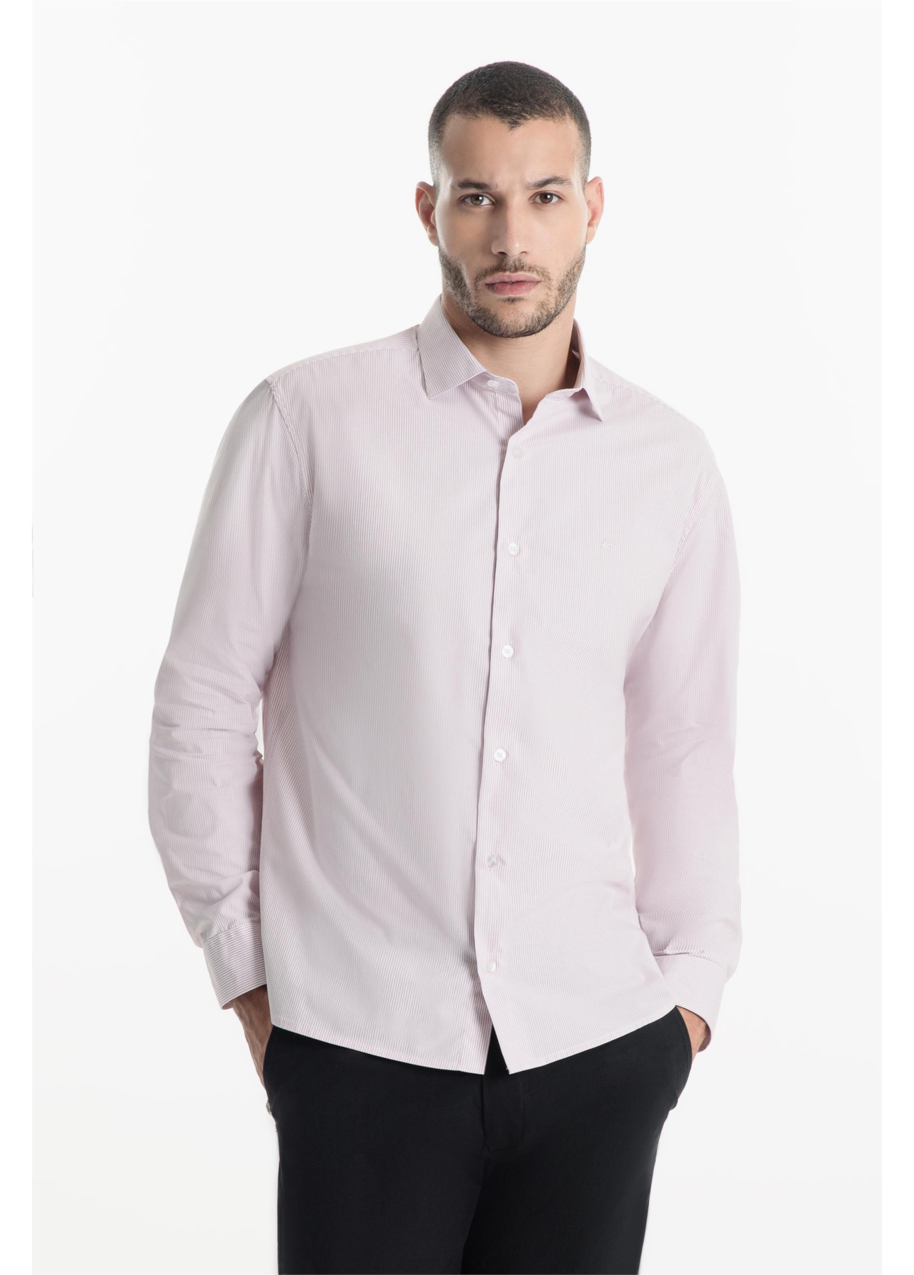 Camisa Tricoline Rose Slim Rosa Velho