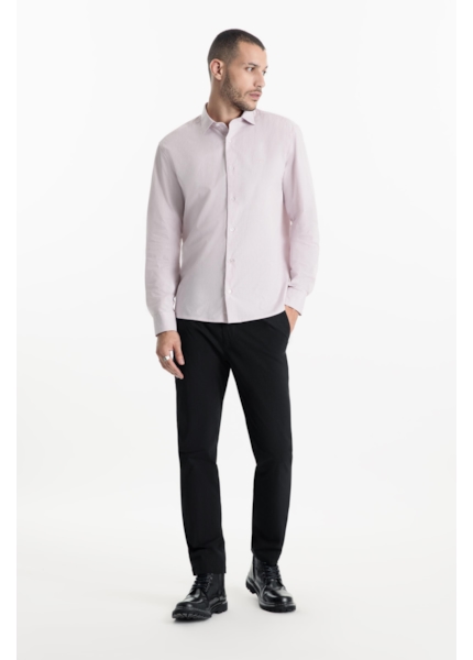 Camisa Tricoline Rose Slim Rosa Velho