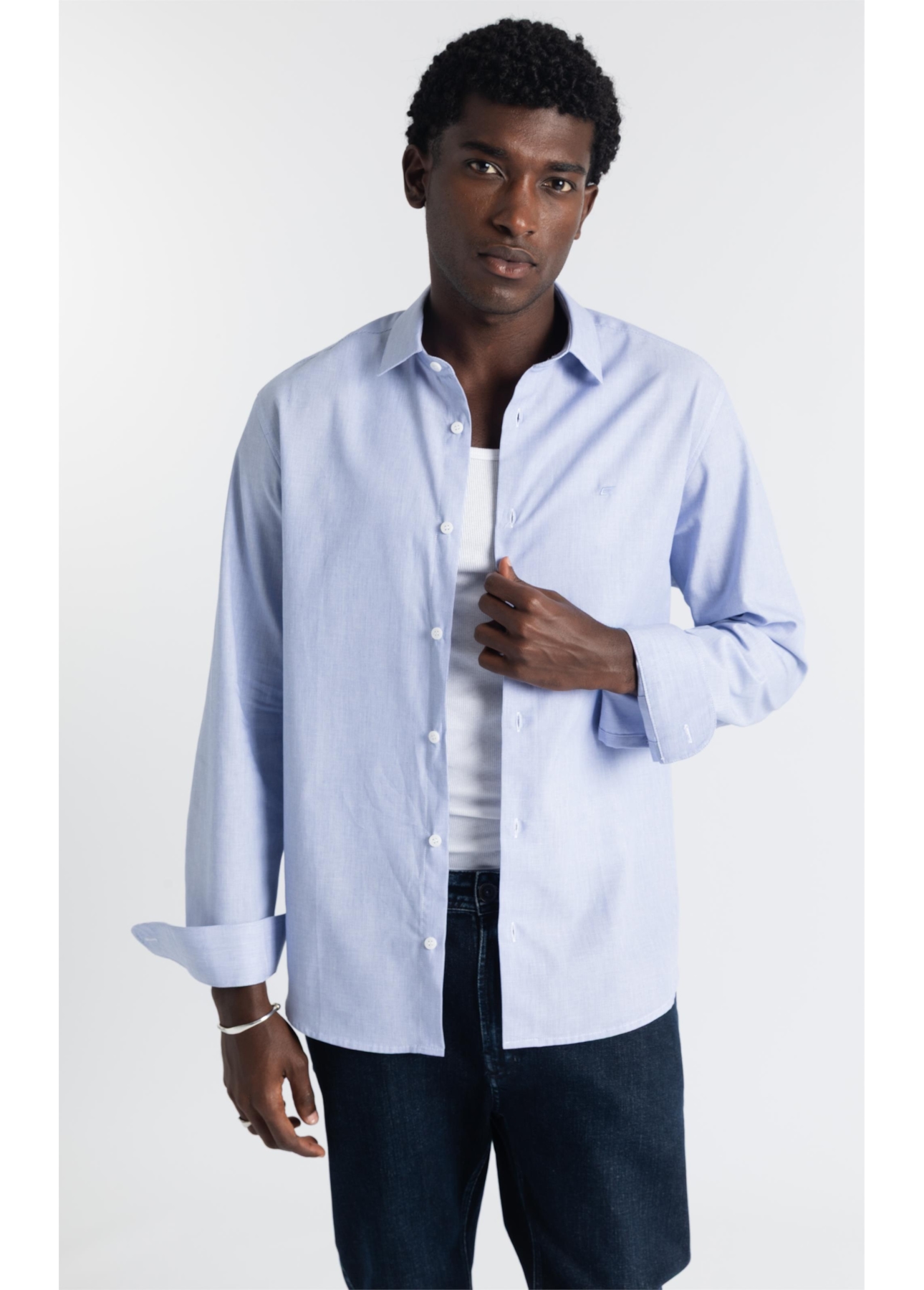 Camisa Tricoline San Angelo Azul Bic