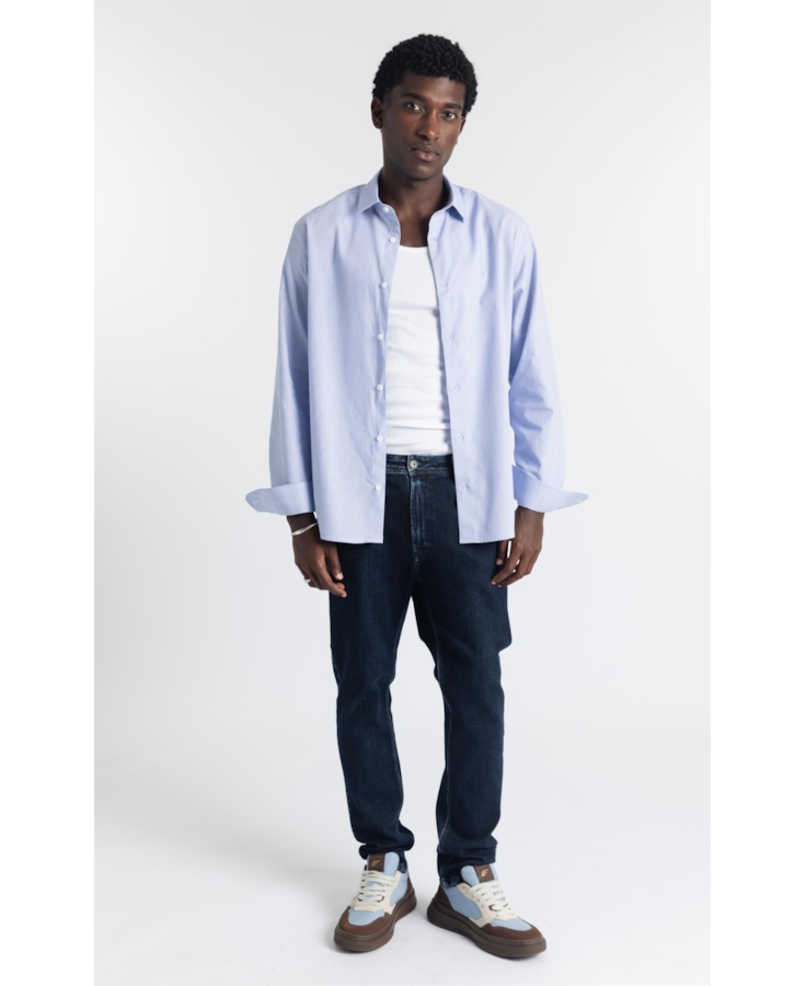 Camisa Tricoline San Angelo Azul Bic