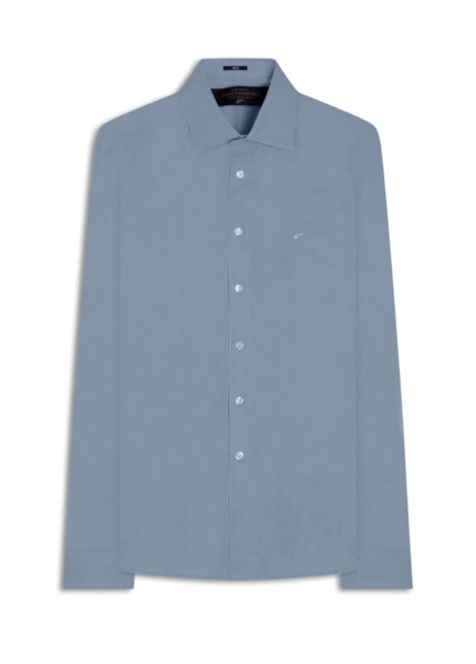 Camisa Tricoline Slim Irish Azul Seco