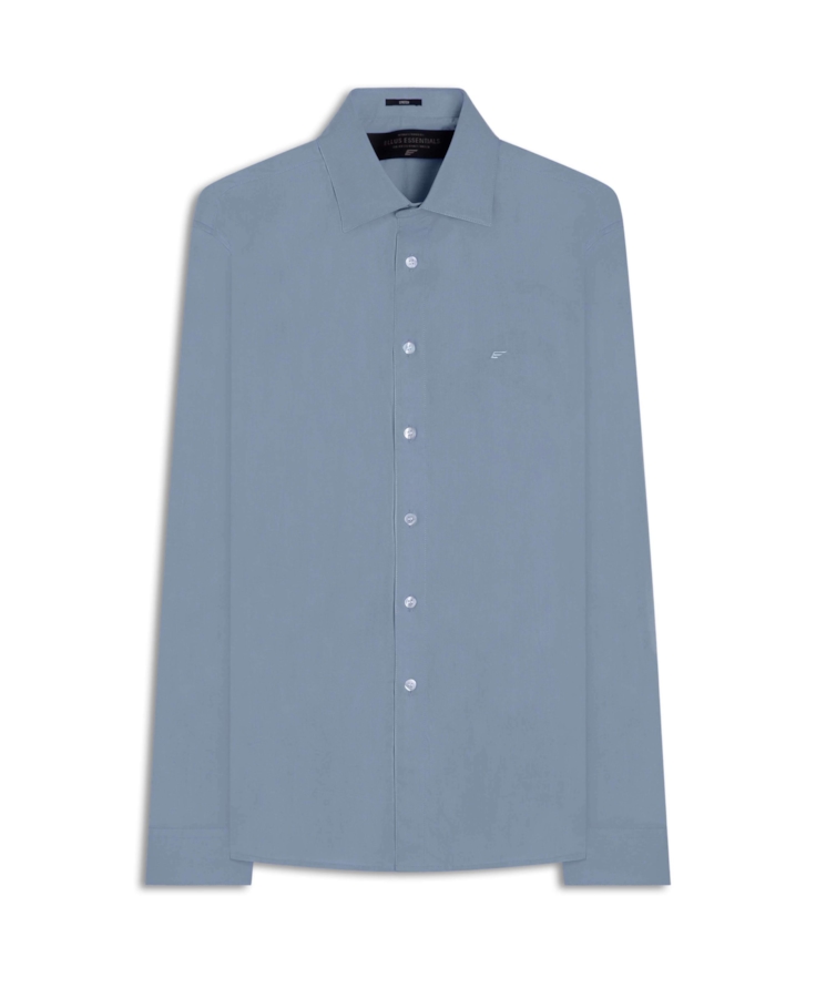 Camisa Tricoline Slim Irish Azul Seco