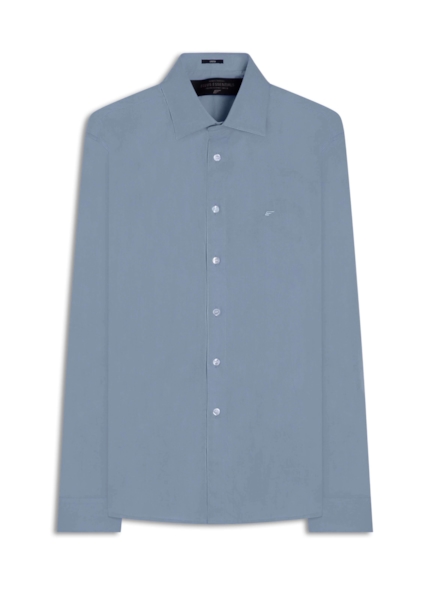 Camisa Tricoline Slim Irish Azul Seco