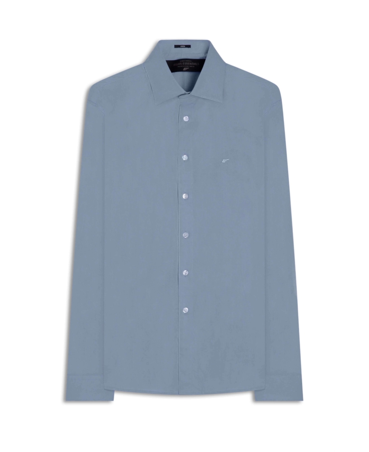 Camisa Tricoline Slim Irish Azul Seco