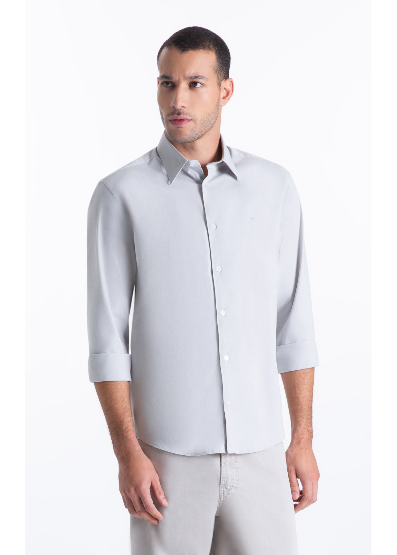 Camisa Tricoline Slim Irish Cinza