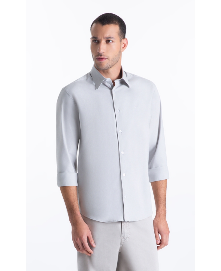 Camisa Tricoline Slim Irish Cinza