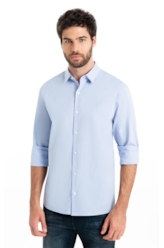 Camisa Tricoline Slim Irish White Blue