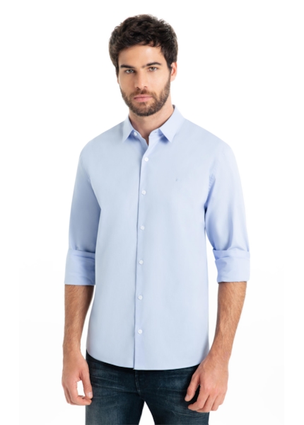 Camisa Tricoline Slim Irish White Blue