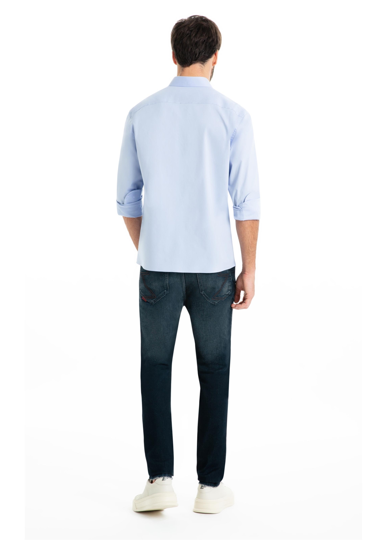 Camisa Tricoline Slim Irish White Blue