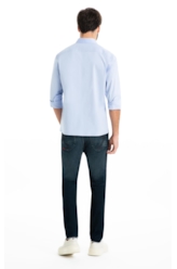 Camisa Tricoline Slim Irish White Blue