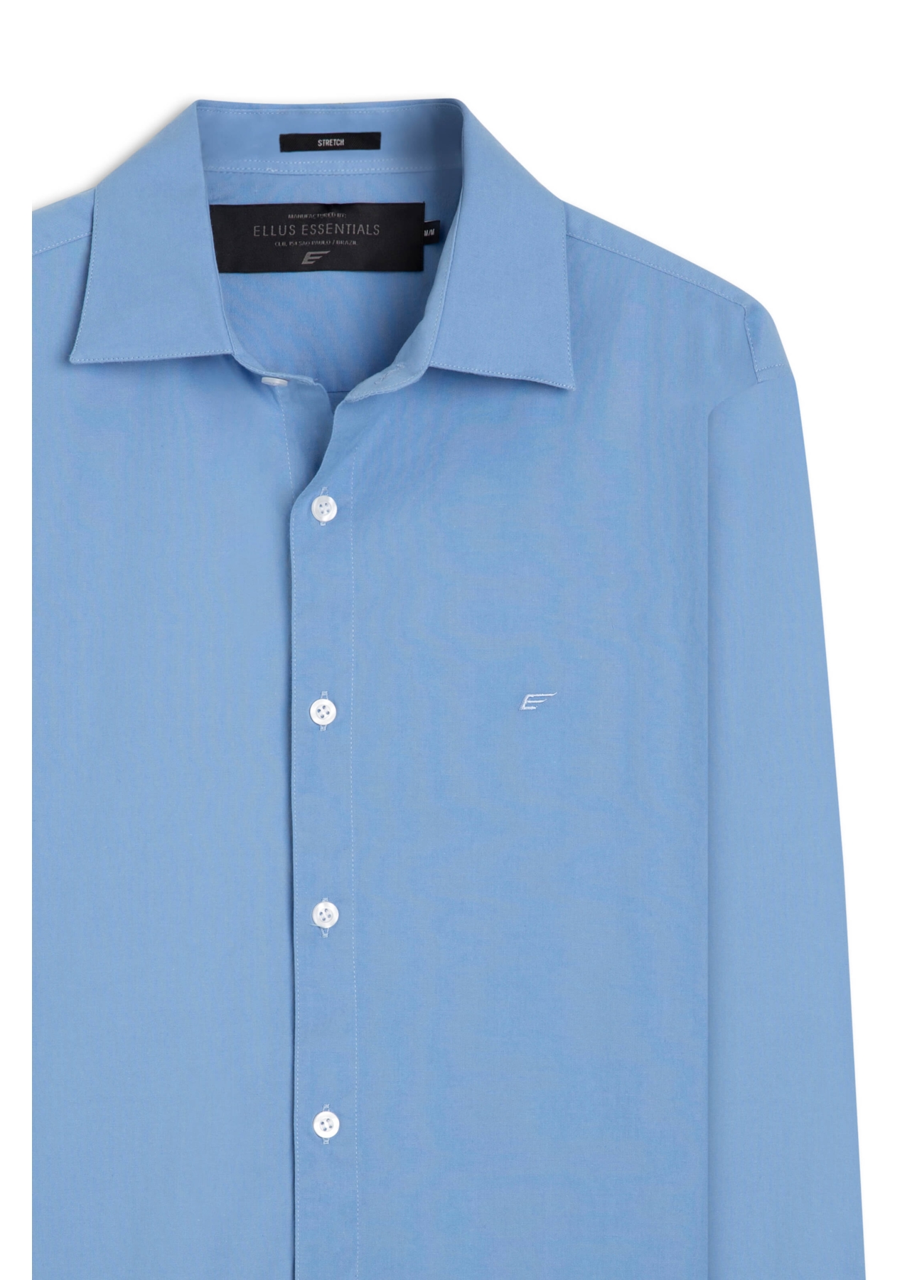 Camisa Tricoline Slim Italian Azul Pervante