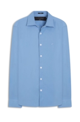 Camisa Tricoline Slim Italian Azul Pervante