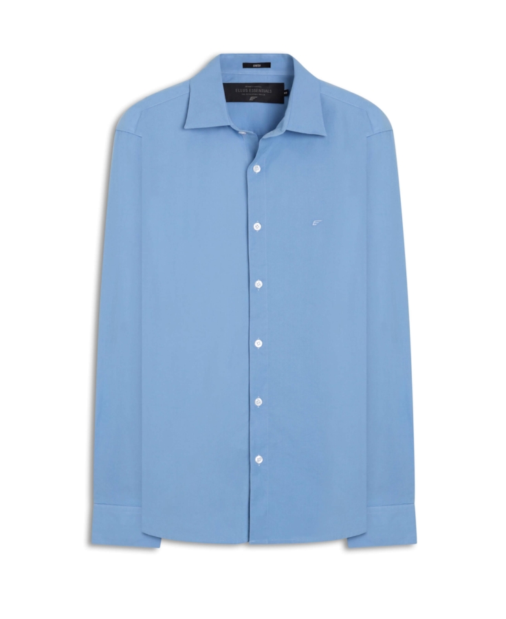 Camisa Tricoline Slim Italian Azul Pervante