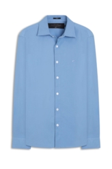 Camisa Tricoline Slim Italian Azul Pervante