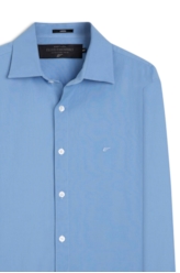 Camisa Tricoline Slim Italian Azul Pervante