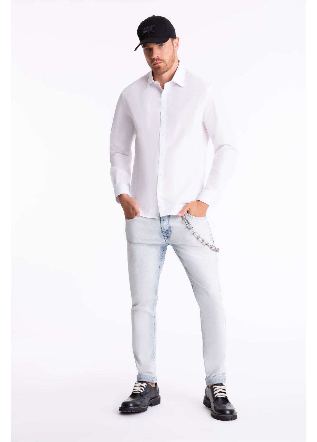 Camisa Tricoline Slim Italian Branco  Pç/P)