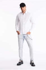Camisa Tricoline Slim Italian Branco  Pç/P)