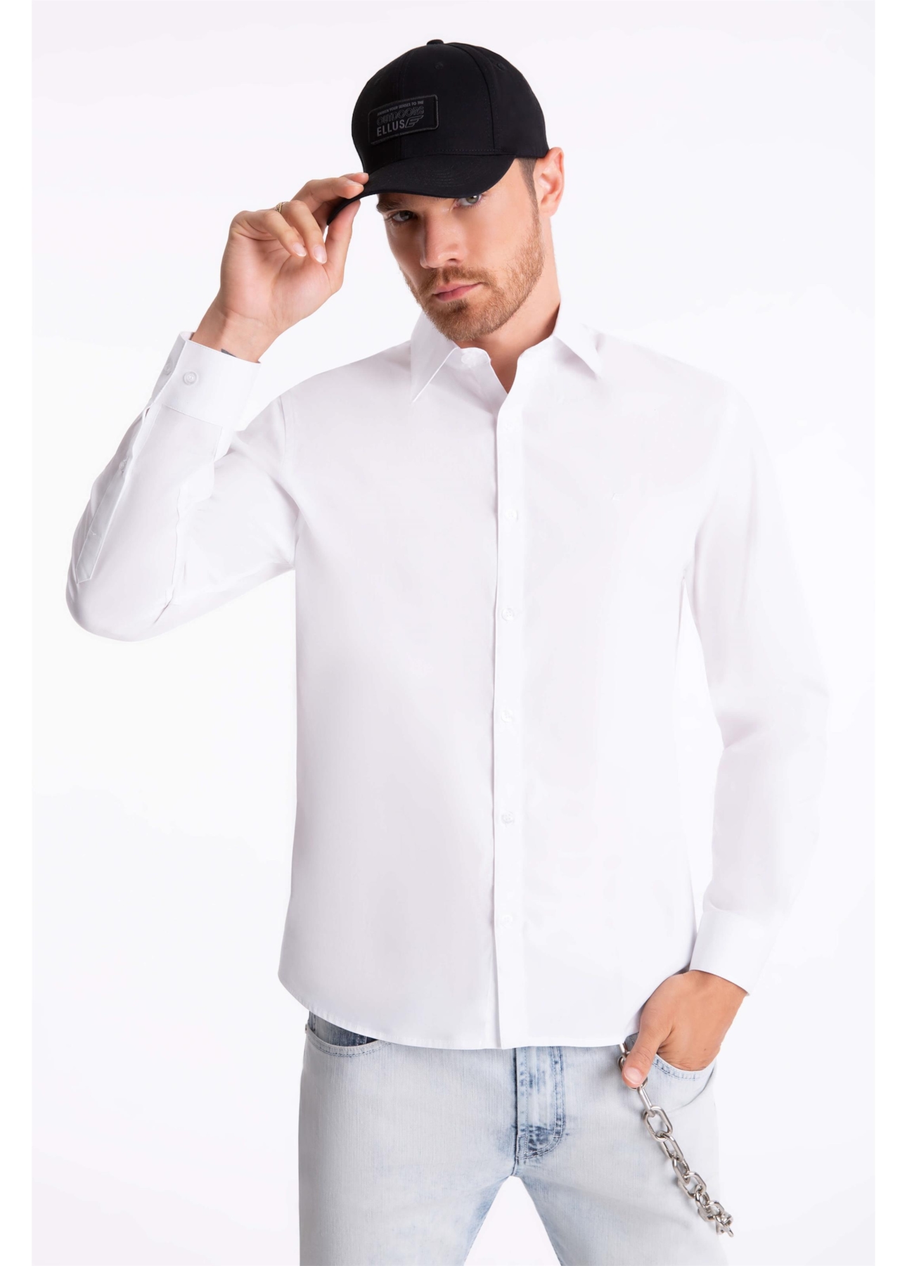 Camisa Tricoline Slim Italian Branco  Pç/P)