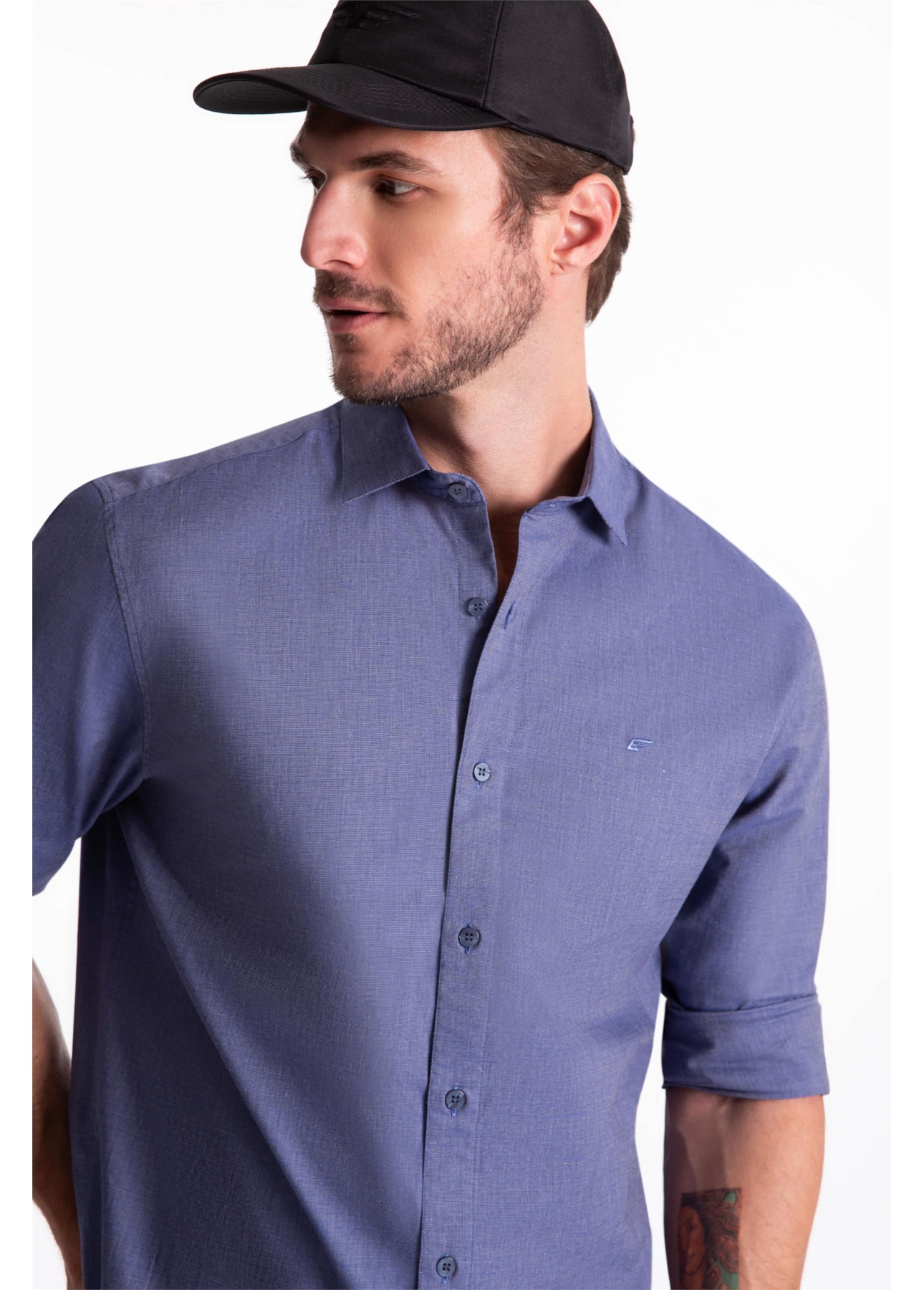 Camisa Tricoline Slim New Italian Marinho