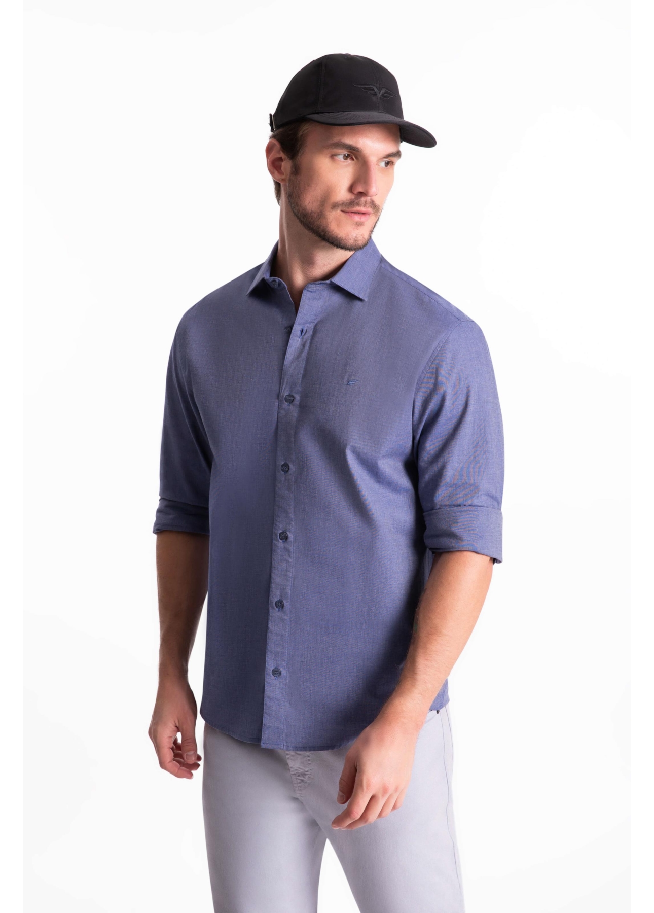 Camisa Tricoline Slim New Italian Marinho