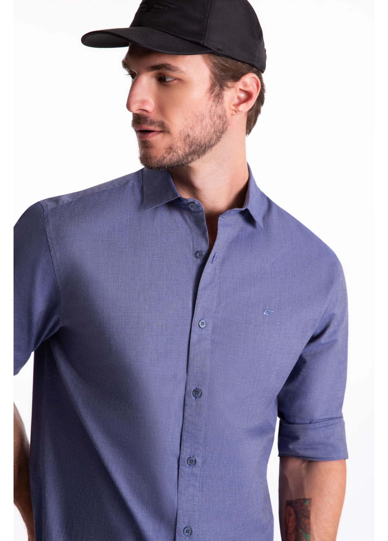 Camisa Tricoline Slim New Italian Marinho