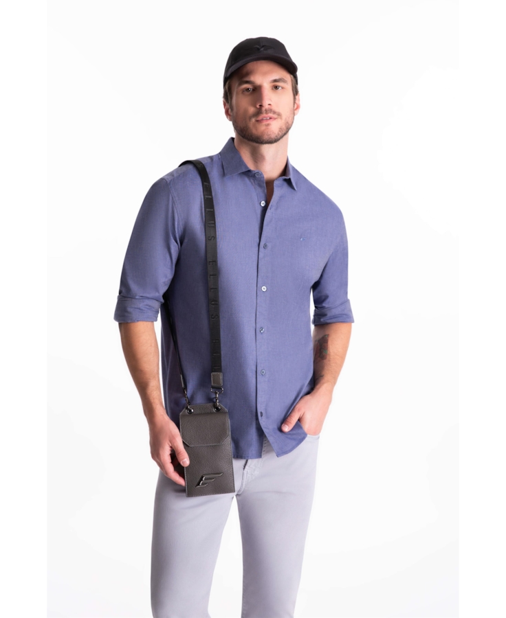 Camisa Tricoline Slim New Italian Marinho