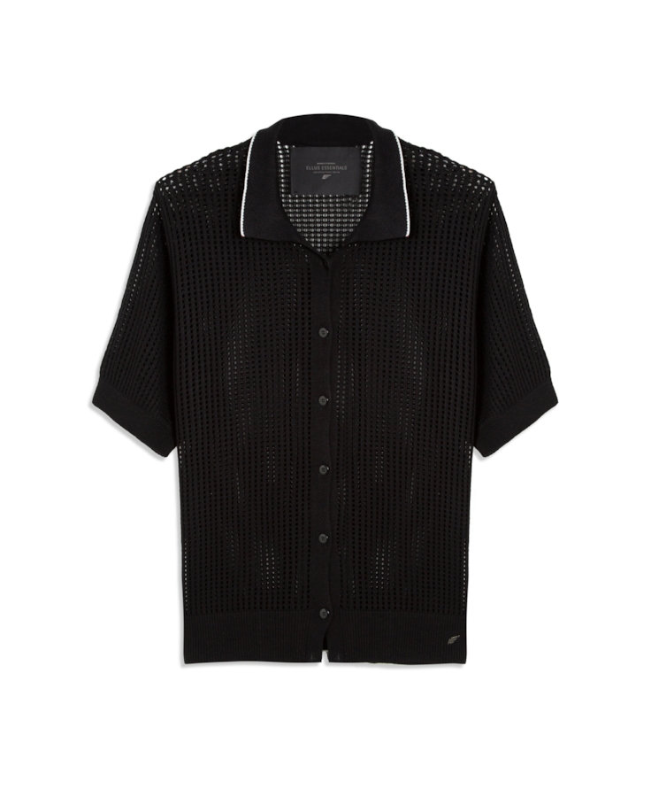 Camisa Tricot Knitted Polo Preto
