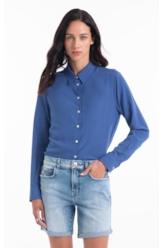 Camisa Visco Classic Xangai Fusioned Ml Azul Jeans