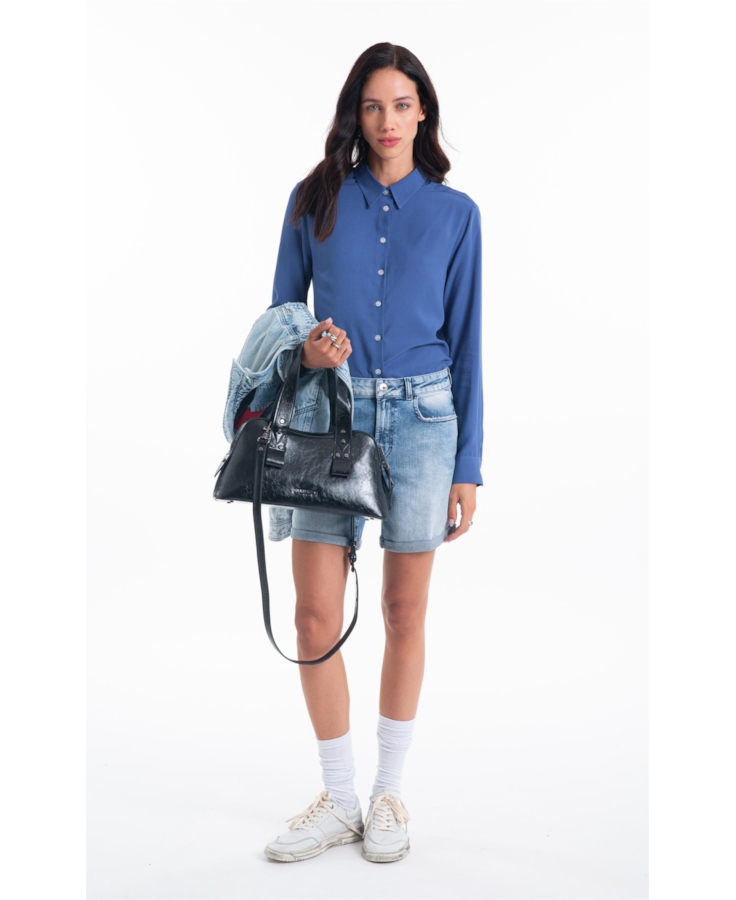 Camisa Visco Classic Xangai Fusioned Ml Azul Jeans