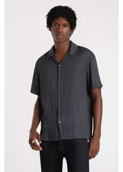 Camisa Visco Colden Stripes American Dark Brown