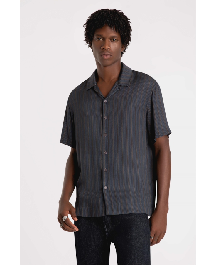 Camisa Visco Colden Stripes American Dark Brown