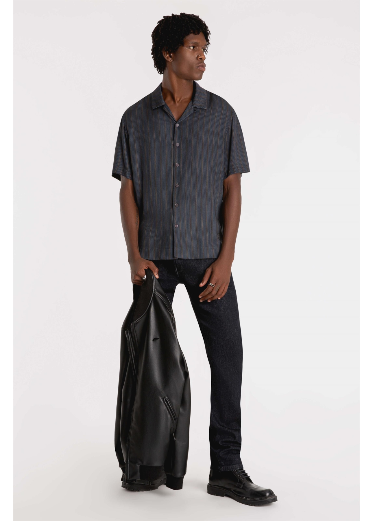 Camisa Visco Colden Stripes American Dark Brown