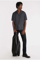 Camisa Visco Colden Stripes American Dark Brown