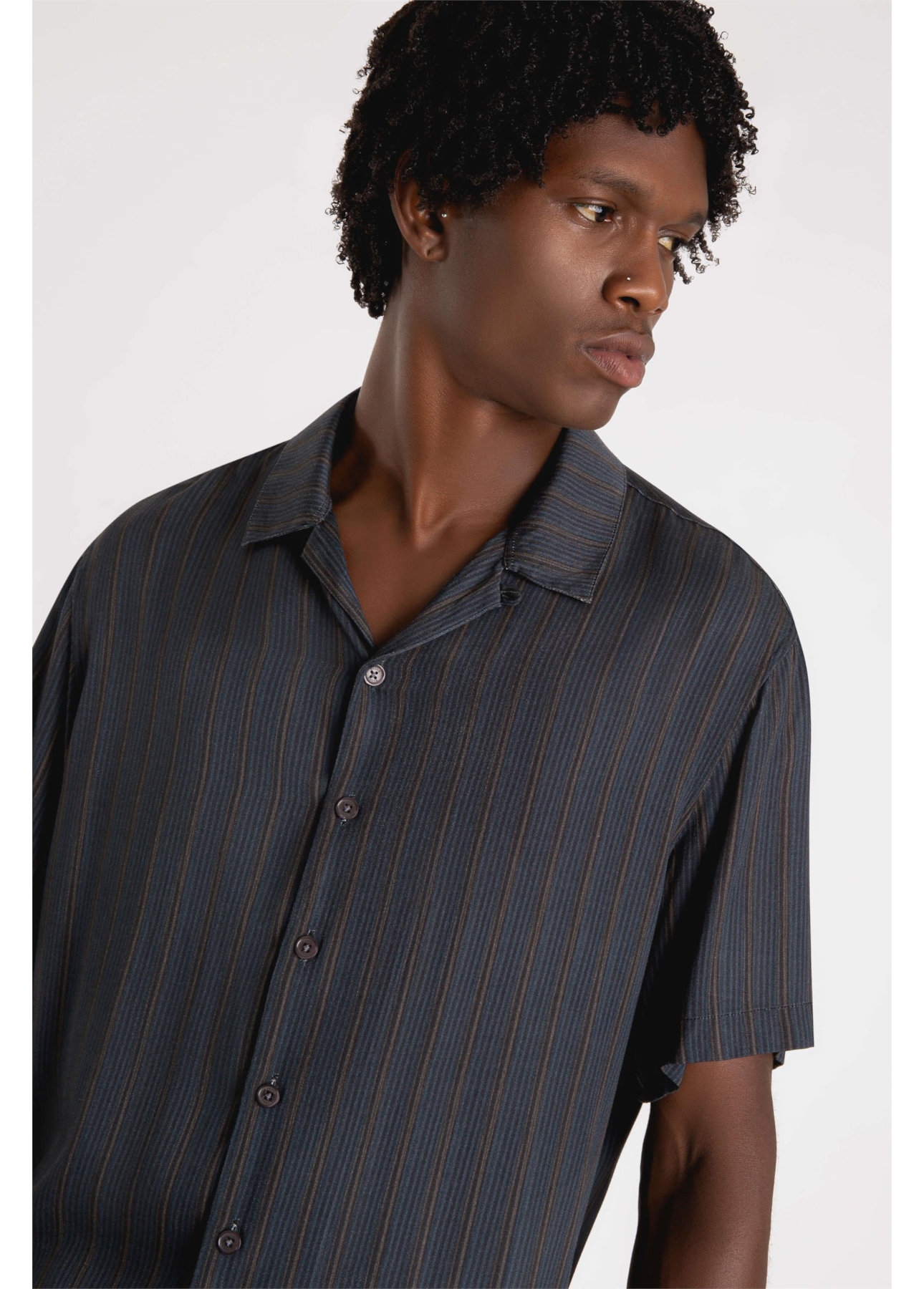 Camisa Visco Colden Stripes American Dark Brown